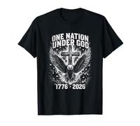 Una nación bajo Dios 1776 2026 Eagle Cross USA 4 de Julio Camiseta