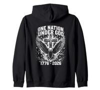 Una nación bajo Dios 1776 2026 Eagle Cross USA 4 de Julio Sudadera con Capucha
