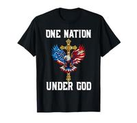 Una nación bajo Dios Eagle Cross 4 de julio Christian Camiseta
