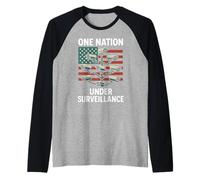 Una nación bajo vigilancia 1984 Policía Estado NSA Privacidad Camiseta Manga Raglan