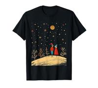 Una noche de invierno, escena minimalista de invierno, pareja de vacaciones Camiseta