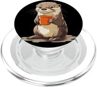 Una nutria feliz tomando un sorbo y sonriendo PopSockets PopGrip para MagSafe