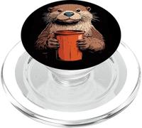 Una nutria tonta tomando un sorbo para los amantes de las nutrias y las tazas PopSockets PopGrip para MagSafe