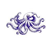 Una obra de arte ilustrativa de un pulpo que es artística y única. Calcomanías de pared de vinilo 54.4x94.6cm Cultura del tatuaje Azul oscuro