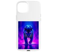 Una Pantera Feroz Brilla en Llamas eléctricas moradas y Rosadas Carcasa para iPhone 15 Plus