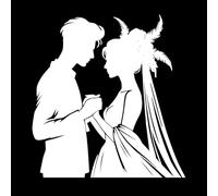 Una pareja está junta en una pose romántica, tomados de la mano y mirándose. Pegatinas de pared 54.6x58.2cm Impermeable Blanco