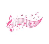 una partitura musical con notas y una clave en el lado izquierdo Pegatinas de pared de vinilo 47.6x91cm Autoadhesivo Rosa