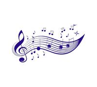 una partitura musical con notas y una clave en el lado izquierdo Pegatinas de pared de vinilo 54.4x104cm Personalización personalizada Azul oscuro
