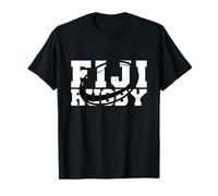 Una pelota de rugby dentro de Fiji Bold Letters Vintage Athletic Sport Camiseta