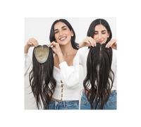 Una peluca calva de dama, Base de encaje de 15 x 16 cm con envoltura de PU, extensiones onduladas de 8 a 22 pulgadas for cabello fino(14 inch)