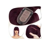 Una peluca calva de dama, Extensiones de cabello humano de 15 a 45 cm for mujer con flequillo, base de seda de 7 x 12,5 cm, con clip, densidad del 150%. Cabello liso.(Burgundy,14 inch)