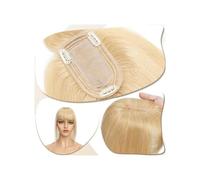 Una peluca calva de dama, Extensiones de cabello humano de 15 a 45 cm for mujer con flequillo, base de seda de 7 x 12,5 cm, con clip, densidad del 150%. Cabello liso.(Gold,16 inch)