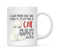 Una Persona Sabia Dijo Una Vez: Al Diablo, Me Voy A Comprar Un Gato, Crema. Tazas De Desayuno Con Asa Tazas De Cerámica Chic Mug Para Hogar Escuela Cacao 330Ml