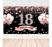 Una pieza de decoraciones para una de 18 para niñas - un dorado rosa que mide 5.9 .6 pies, para fotografía y artículos para fiestas, con un banner de " 18 "