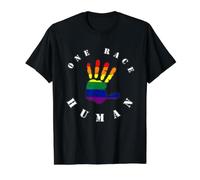 Una Raza, Humano - Una Raza, Humano - contra el Racismo Camiseta gráfica económica, Hombre, Negro, XL