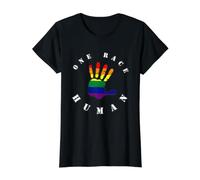 Una Raza, Humano - Una Raza, Humano - contra el Racismo Camiseta gráfica económica, Mujer, Negro, XS