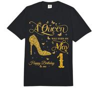 Una Reina nació el 1 de Mayo Feliz cumpleaños para mí 1 de Mayo Comfort Colors Adult Heavyweight T-Shirt