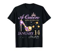 Una Reina Nació el 14 de Enero Feliz Cumpleaños Reina Camiseta