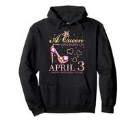 Una Reina nació el 3 de Abril Feliz cumpleaños a mí, 3rd Abril Sudadera con Capucha