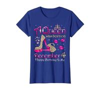 Una Reina nació el 4 de diciembre, Feliz cumpleaños para mí Camiseta, Mujer, Azul Real, 3XL