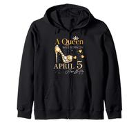 Una Reina nació el 5 de Abril Feliz cumpleaños a mí Reina B-Day Sudadera con Capucha