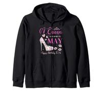 Una reina nació en mayo, fiesta de feliz cumpleaños para mí, linda rosa Sudadera con Capucha