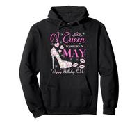 Una reina nació en mayo, fiesta de feliz cumpleaños para mí, linda rosa Sudadera con Capucha