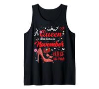 Una Reina nació en noviembre Cumpleaños Reina Mujeres Niñas Camiseta sin Mangas