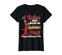 Una Reina nació en septiembre de 1968 Feliz cumpleaños para mí tú Camiseta gráfica económica, Mujer, Negro, XS