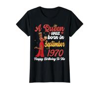 Una Reina nació en septiembre de 1971 Feliz cumpleaños para mí tú Camiseta gráfica económica, Mujer, Negro, XS