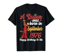 Una Reina nació en septiembre de 1976 Feliz cumpleaños para mí tú Camiseta gráfica económica, Hombre, Negro, XL
