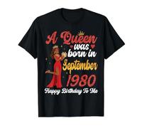 Una Reina nació en septiembre de 1980 Feliz cumpleaños para mí tú Camiseta gráfica económica, Hombre, Negro, L