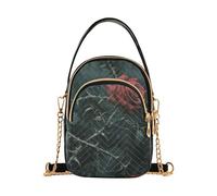 Una rosa roja floreciente con espinas envueltas alrededor de ella, bolso cruzado de moda para mujer con múltiples bolsillos, bolso de mano para mujer