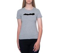 Una Silueta De Rayo De 10 Camiseta De Manga Corta con Cuello Redondo Gris para Mujer T-Shirt Short Sleeve Grey Crewneck tee For Women
