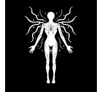 Una silueta impactante de una mujer con un aura etérea que irradia poder y energía. Calcomanías de pared 50.4x72cm Cultura del tatuaje Blanco