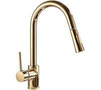 Una sola manija gira 360°Compatible con grifos de agua fría y caliente cabezal enjuague latón dorado doble extraíbleGrifo monomando for lavaboGrifo for fregadero cocinaFácil instalar
