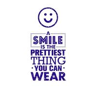 Una sonrisa es lo más bonito que puedes llevar Calcomanías de tallado fino 54.4x111cm No se cae Azul oscuro