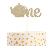 Una taza de té con purpurina para tarta - tetera primer cumpleaños, decoración para tarta de 1er cumpleaños, decoración de cumpleaños para fiestas de té