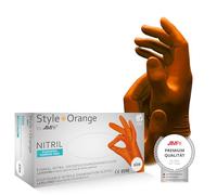 Una vez Guantes de nitrilo AMPRI Style Naranja L, sin talco, unsteril, 100 unidades/caja