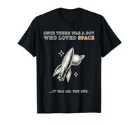 Una Vez hubo un niño Que amaba Astronauta Cohete Espacial Camiseta gráfica económica, Hombre, Negro, L