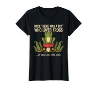 Una Vez hubo un niño Que amaba Ranas Hongos Cottagecore Camiseta gráfica económica, Mujer, Negro, XL