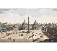 Una vista del lugar común adornada con nuevos edificios y una vista de la ciudad de Roma tal como es en este momento. Piazza del Popolo Roma Italia. Después de un grabado fechado en 1750 por Thomas