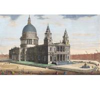 Una vista noroeste de la catedral de San Pablo de Londres. Después de una impresión del siglo XVIII hecha por J.M. Muller y publicada por Robert Sayer. Póster impreso por Ken Welsh (17 x 10)