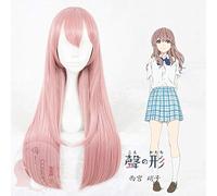 Una Voz Silenciosa Shouko Nishimiya Shoko Peluca Cosplay Rosa 75cm Larga Recta Pelucas de Cabello de Fibra resistente al calor