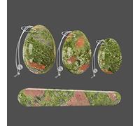 Unakite Yoni Egg Yoni Varita de jade natural para mujer, movimiento Kegel sin taladrar, juego de cuerda de silicona