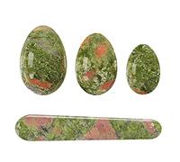 Unakite Yoni Huevo Yoni Varita de jade natural para mujer, movimiento Kegel sin taladrar, varita de huevo sin perforar
