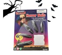 Uñas a presión de Halloween - Juego de 10 piezas de uñas de terror a presión, diseño inspirado en la película de terror Sadako para accesorios de disfraz de zombi
