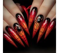 Uñas Artificiales Creativas De Halloween Arañas Fantasmales Arte Web Saper Forma Almendras Consejos Para Fiestas Disfraces Y Uso Diario Halloween Press En Uñas