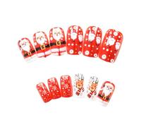 Uñas Artificiales Cuadradas Medianas Prensa Navideña Sobre Papá Noel De Nieve Acrílico Coberturas Completas Stick On Medianas Cuadradas Falsas Navidad Cubierta Stick On Press On