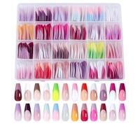 Uñas artificiales francesas para pegar, uñas artificiales francesas | French Stick en uñas postizas - 288 piezas de uñas postizas de cobertura total para niñas, mujeres, amigos, familia